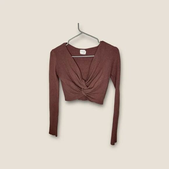 Dreamers by Debut Twist Crop Ribbed Long Sleeve Small - Picture 1 of 4